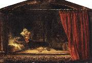 REMBRANDT Harmenszoon van Rijn The Holy Family with a Curtain oil painting on canvas